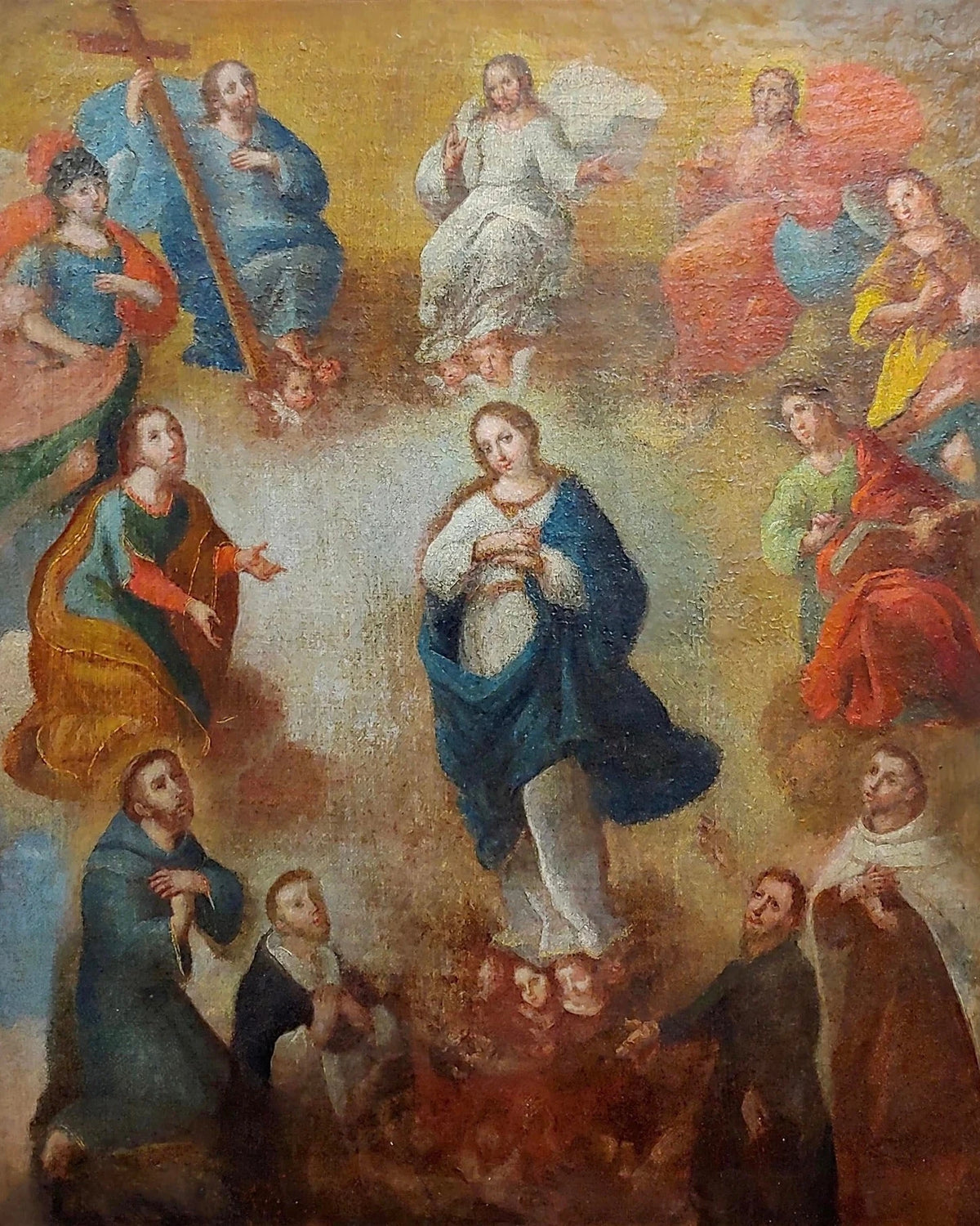 “Madonna rodeada de santos”| Italia Siglo XVII