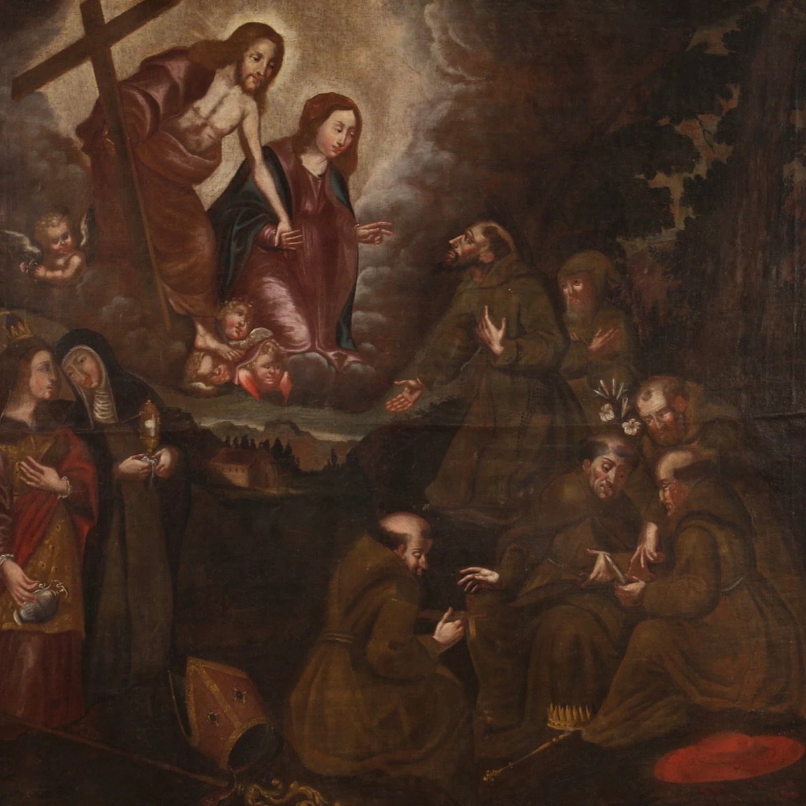 "La Adoración de los Santos" | Pintura Barroca Española Siglo XVIII