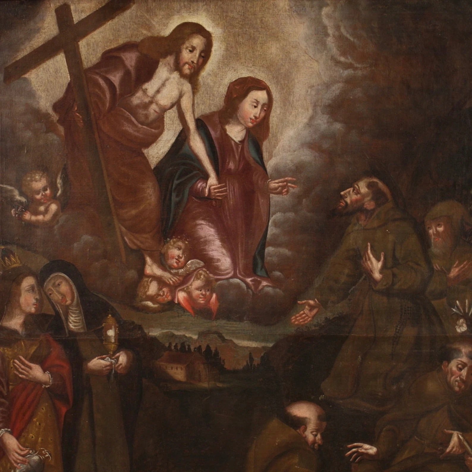 "La Adoración de los Santos" | Pintura Barroca Española Siglo XVIII