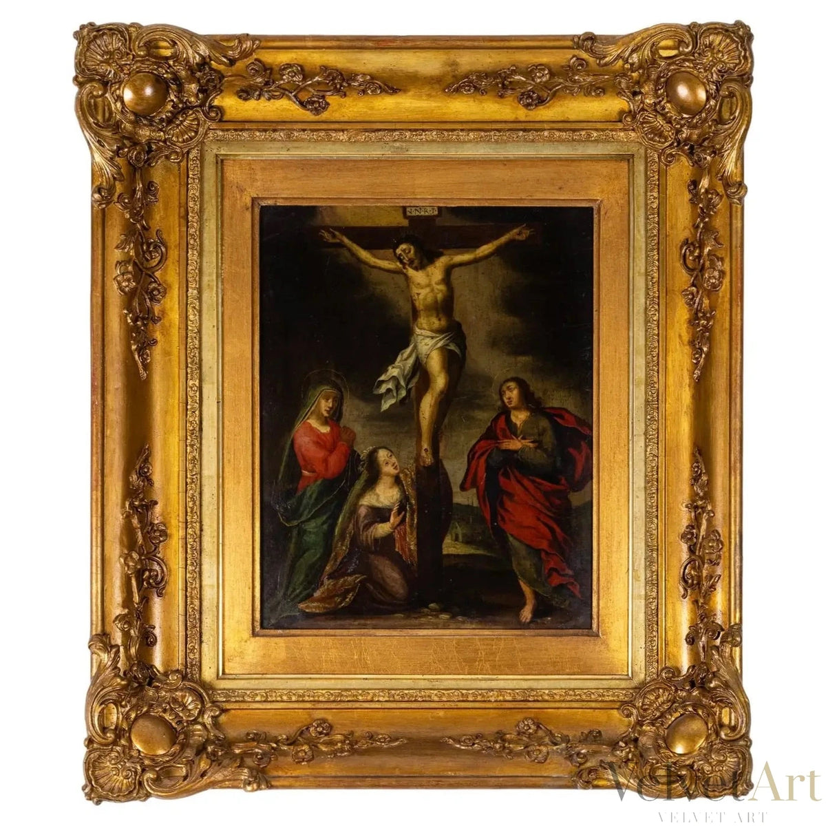 "Crucifixión" | Pintura Barroca Italiana, Siglo XVII | Óleo sobre Cobre