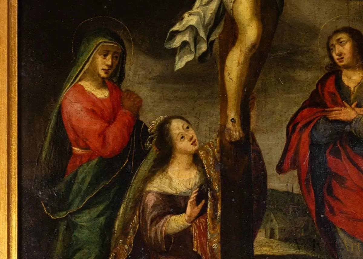 "Crucifixión" | Pintura Barroca Italiana, Siglo XVII | Óleo sobre Cobre