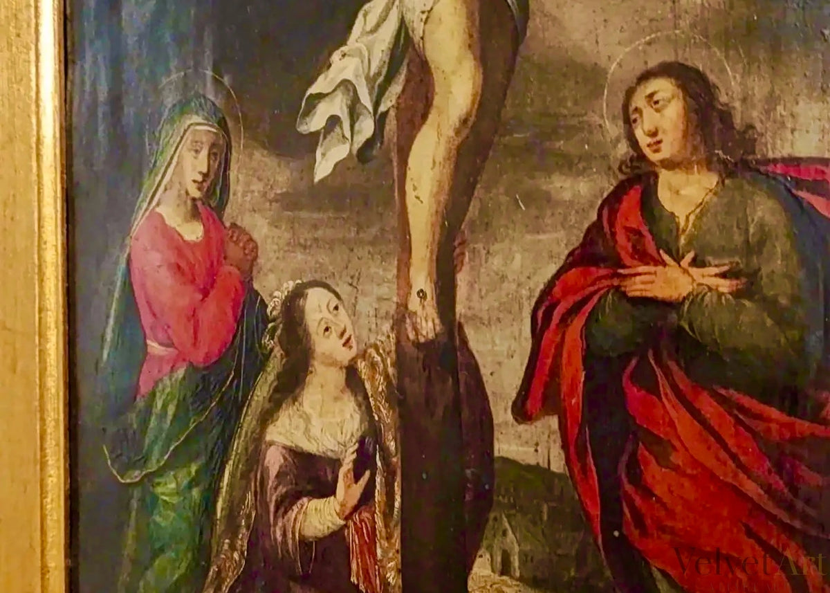 "Crucifixión" | Pintura Barroca Italiana, Siglo XVII | Óleo sobre Cobre