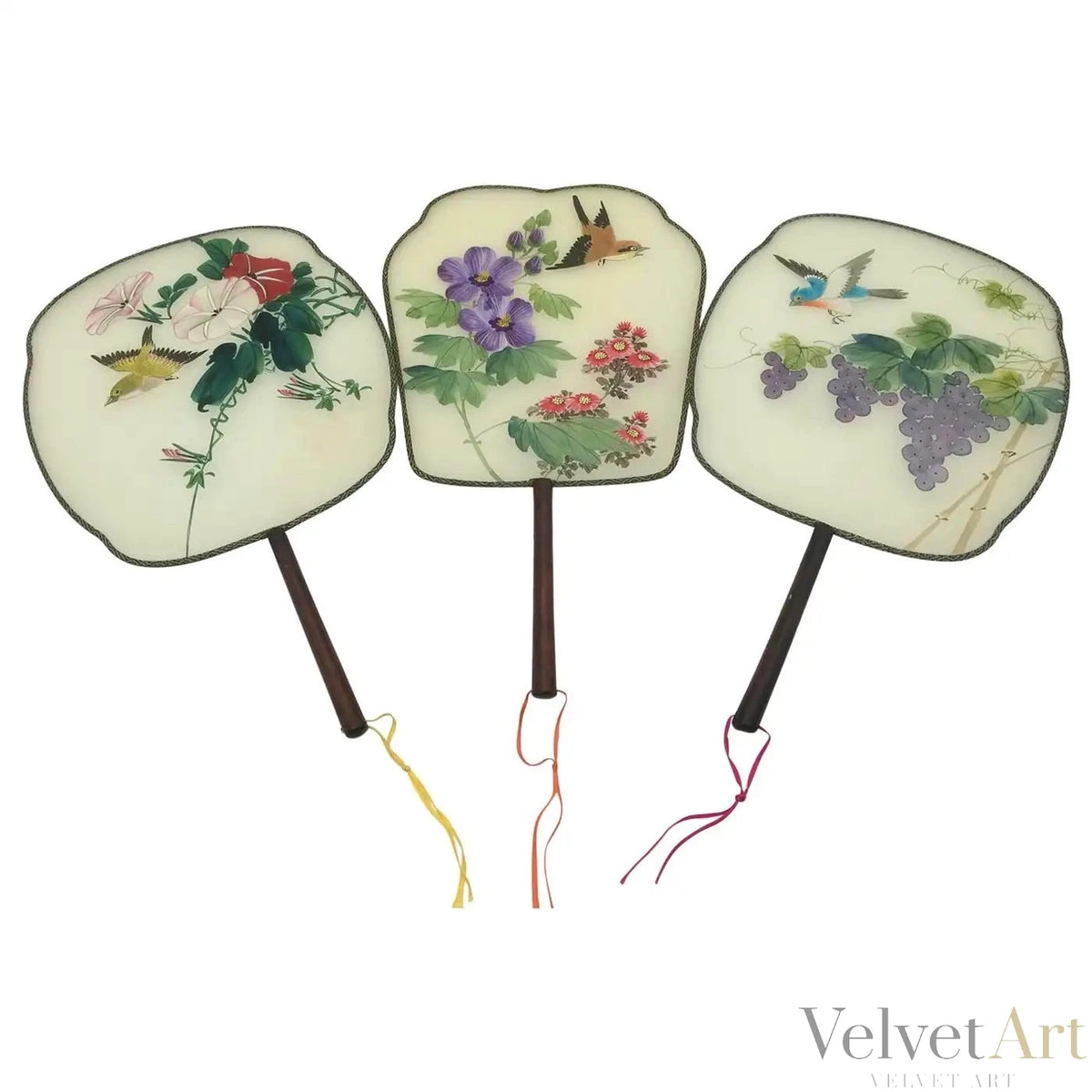 Abanicos Chinos de Seda Pintada a Mano en 1900