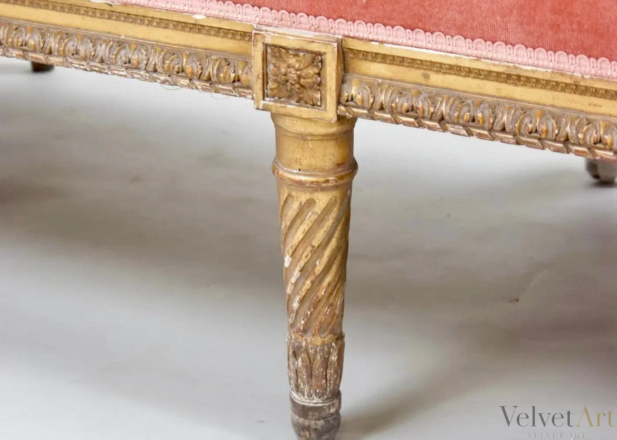 Sillón Francés Conversacional del Siglo XIX en Terciopelo Rosa – vista 5 de 5