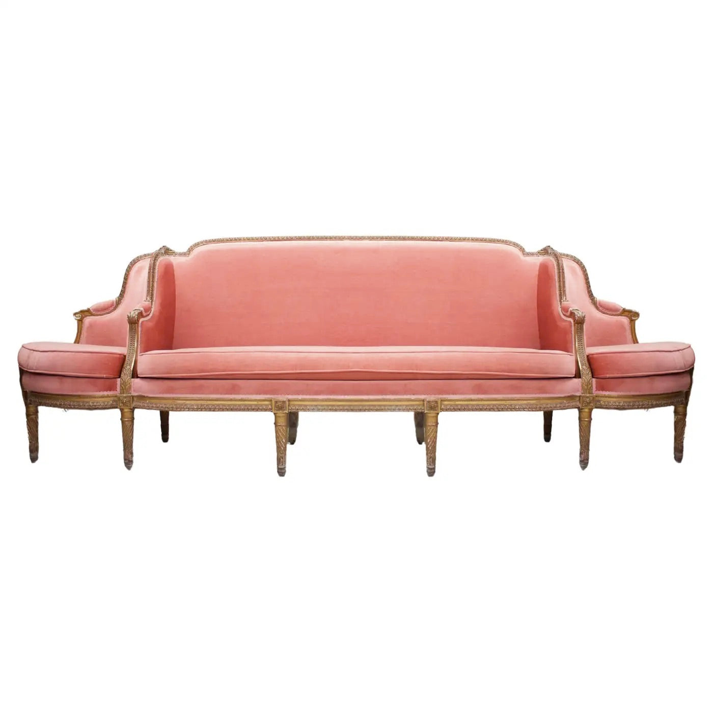 Sillón Francés Conversacional del Siglo XIX en Terciopelo Rosa