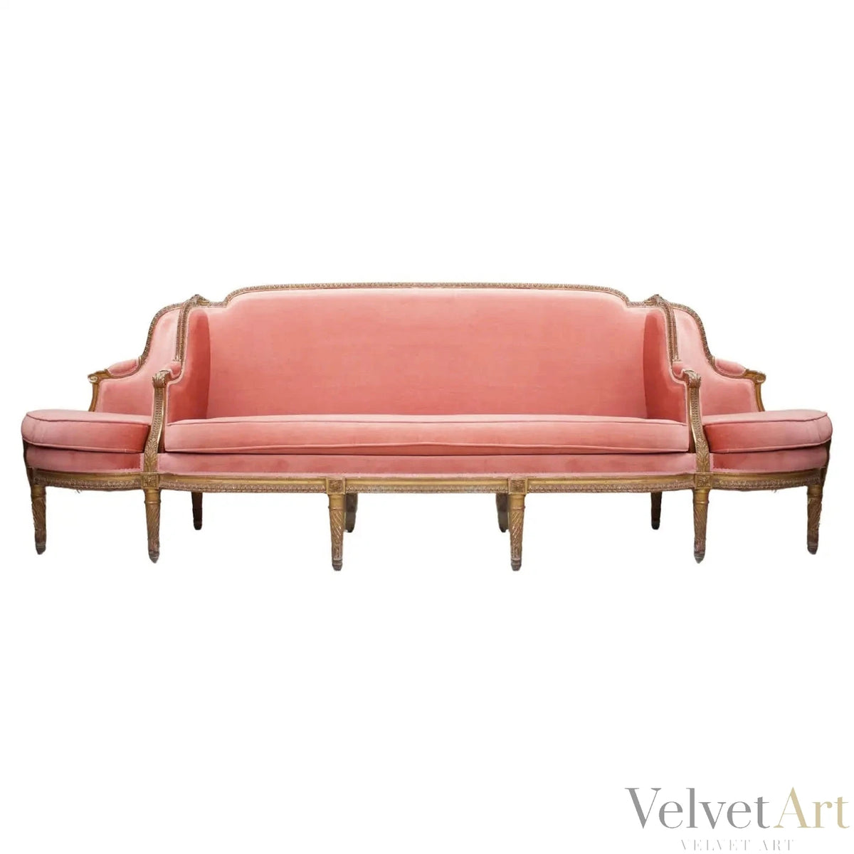 Sillón Francés Conversacional del Siglo XIX en Terciopelo Rosa