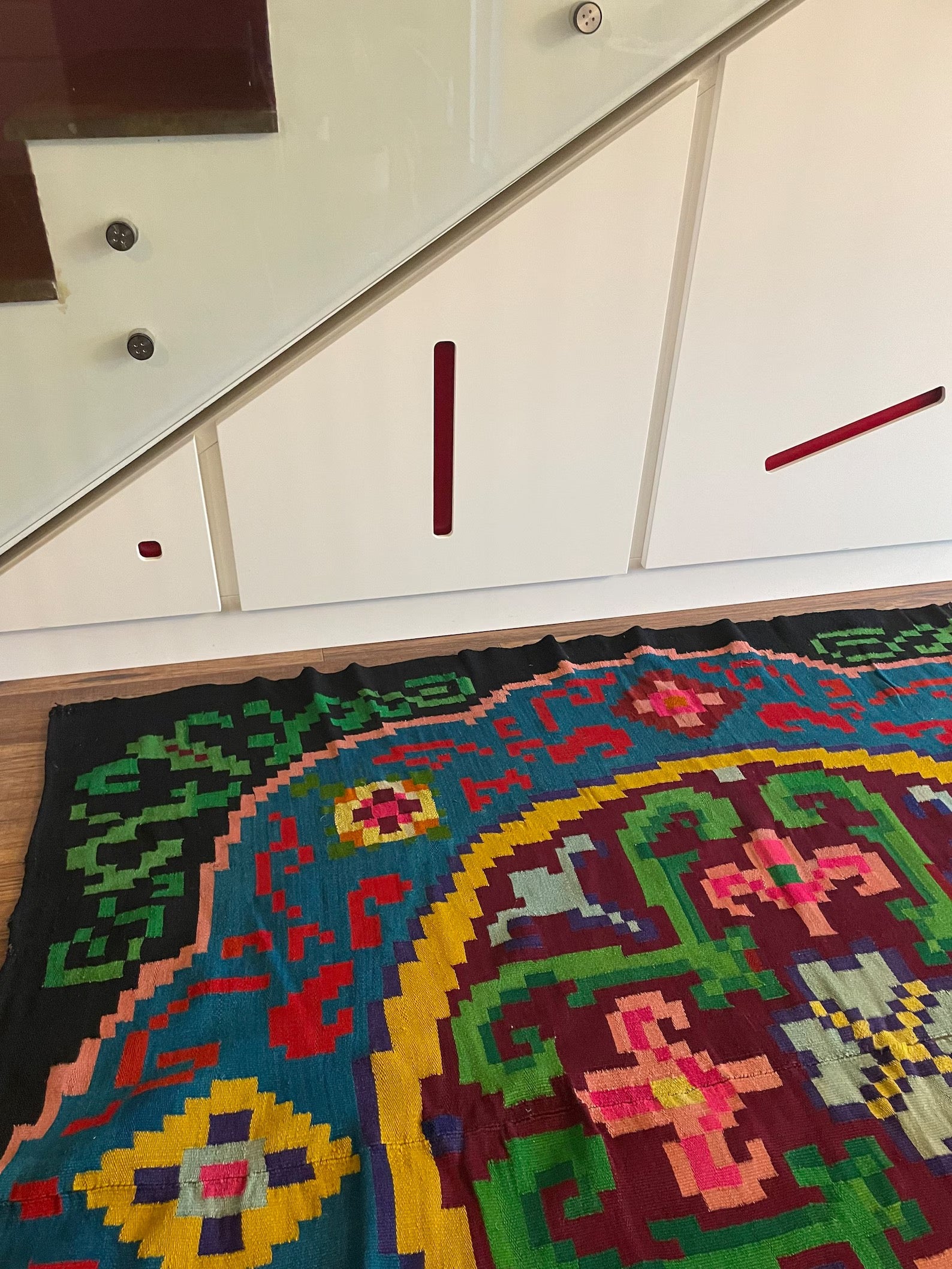 Alfombra Tradicional Rumana de Lana Hecha a Mano en los Años 50