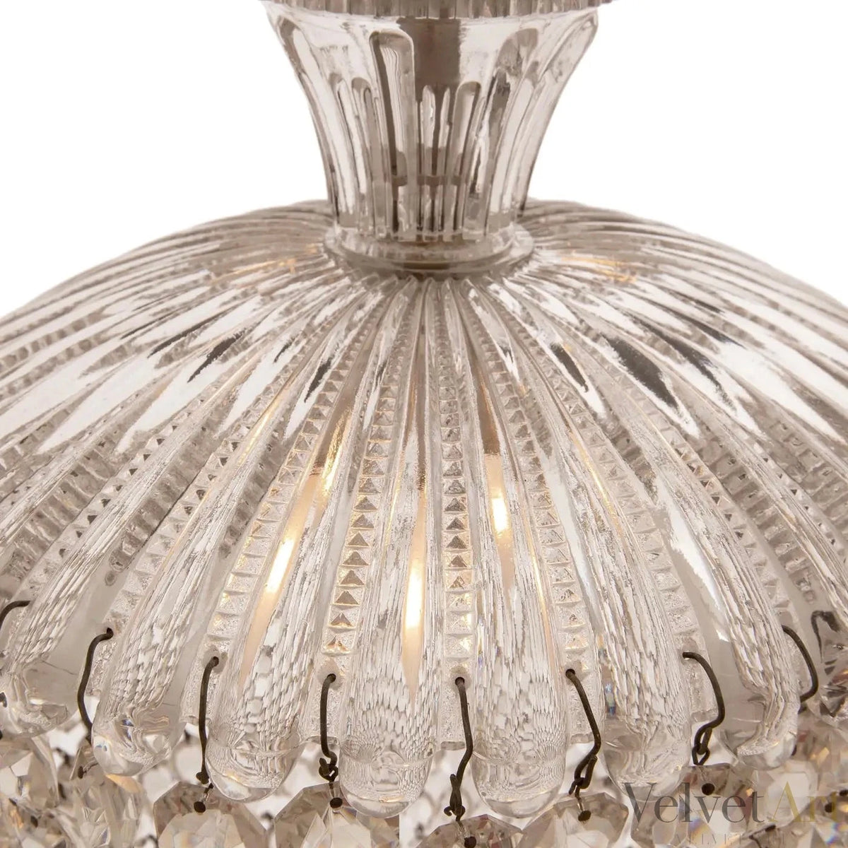 Plafonnier Luis XVI en cristal de Val Saint Lambert, Bélgica, siglo XIX