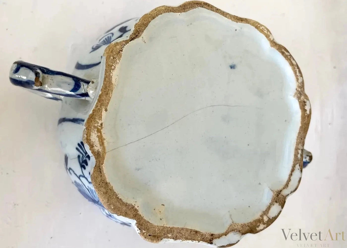 Jarrón de Loza de Delft Azul y Blanco con Asas, Estilo Chinoiserie – vista 8 de 8