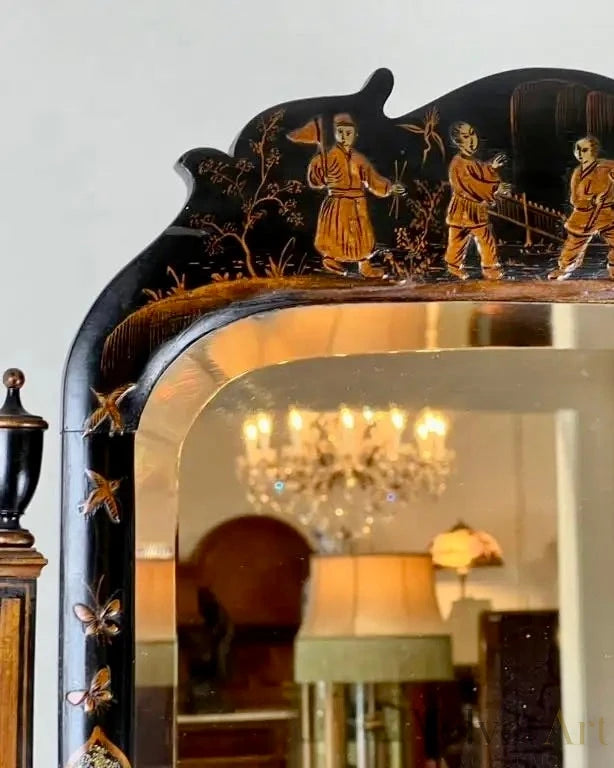 Espejo Vestidor Chinoiserie Lacado en Negro, Finales del Siglo XIX – vista 5 de 8
