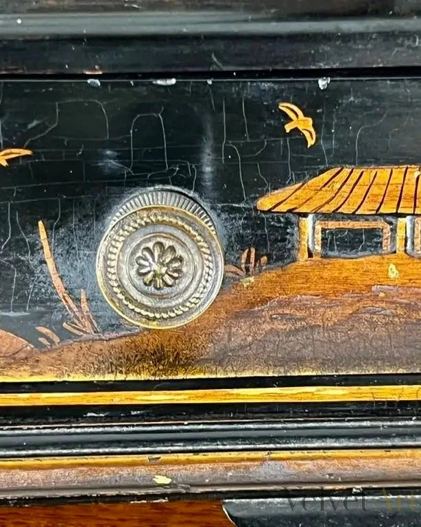 Espejo Vestidor Chinoiserie Lacado en Negro, Finales del Siglo XIX – vista 6 de 8