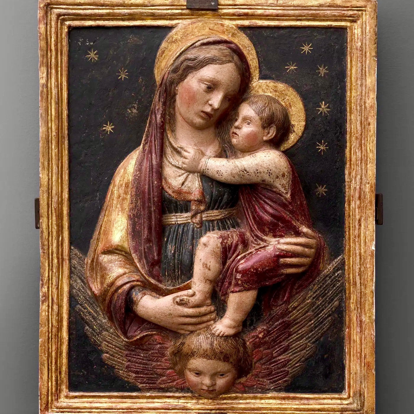 Domenico di Paris: "La Virgen y el Niño" | Estuco Renacentista Policromado del Siglo XV