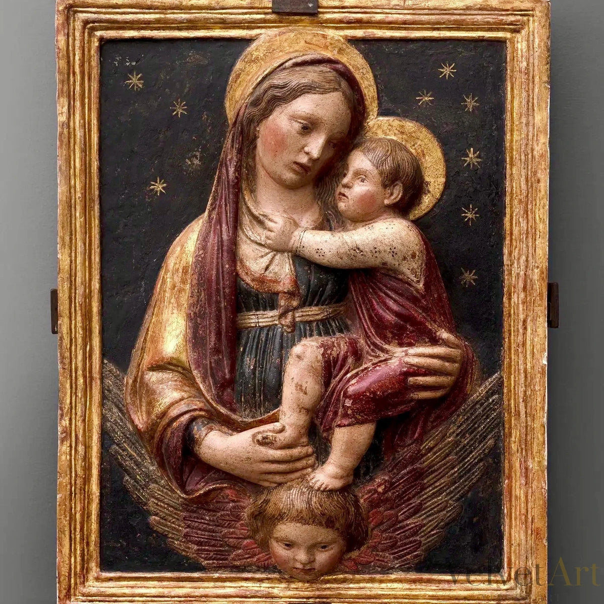Domenico di Paris: "La Virgen y el Niño" | Estuco Renacentista Policromado del Siglo XV