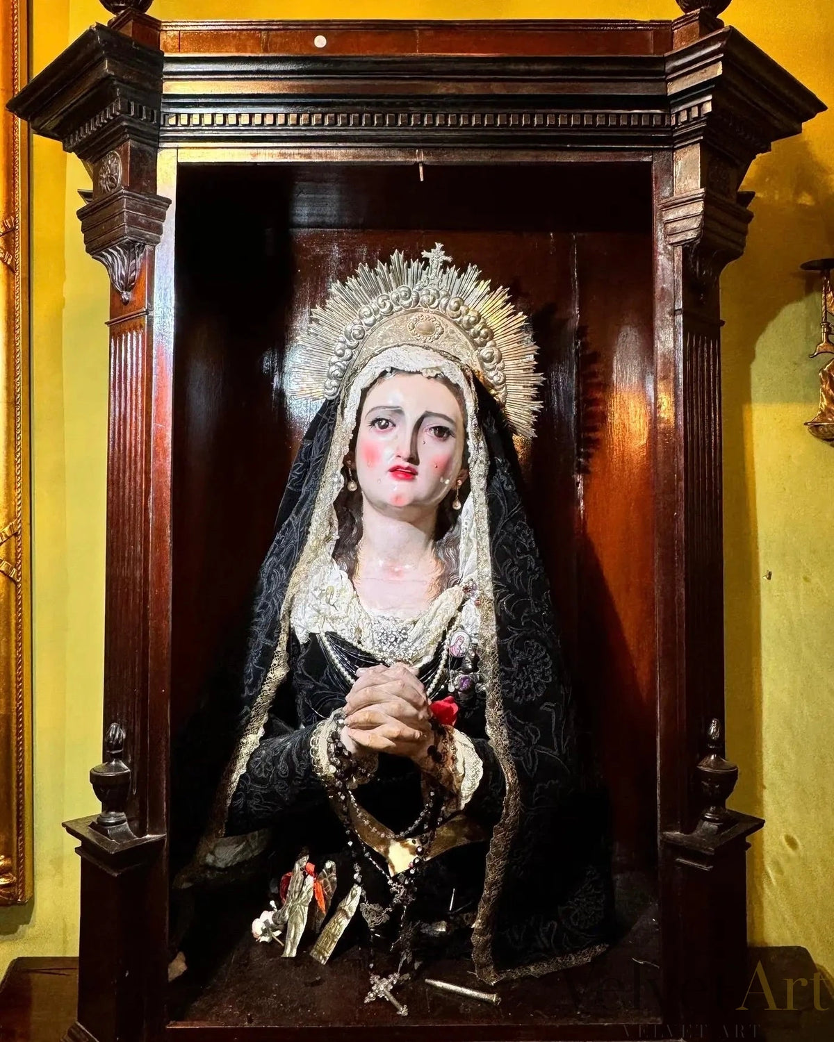 Nuestra Señora de los Dolores, Atribuida a Francisco Salzillo, Vitrina Original l Siglo XVIII – vista 6 de 7