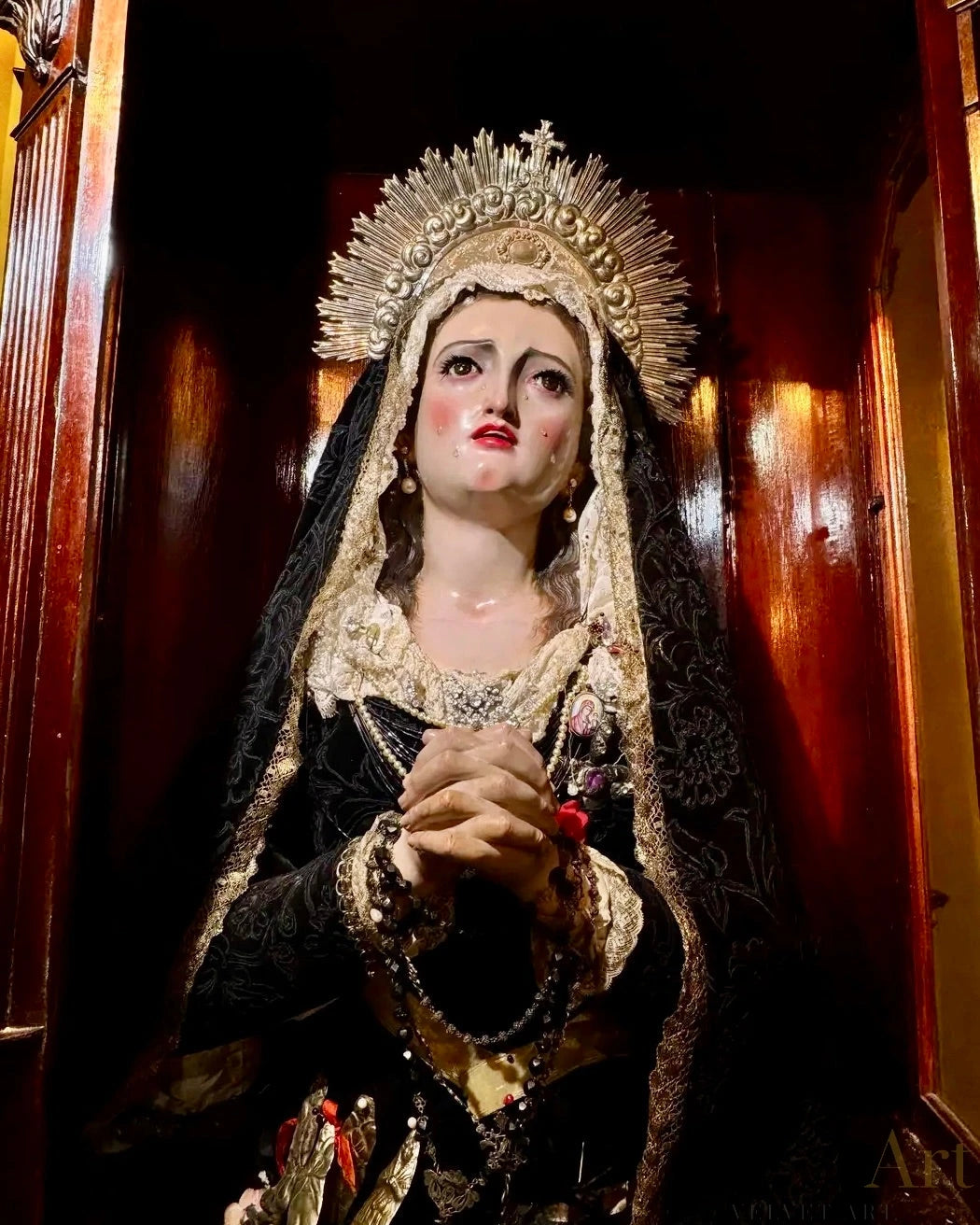 Nuestra Señora de los Dolores, Atribuida a Francisco Salzillo, Vitrina Original l Siglo XVIII – vista 5 de 7