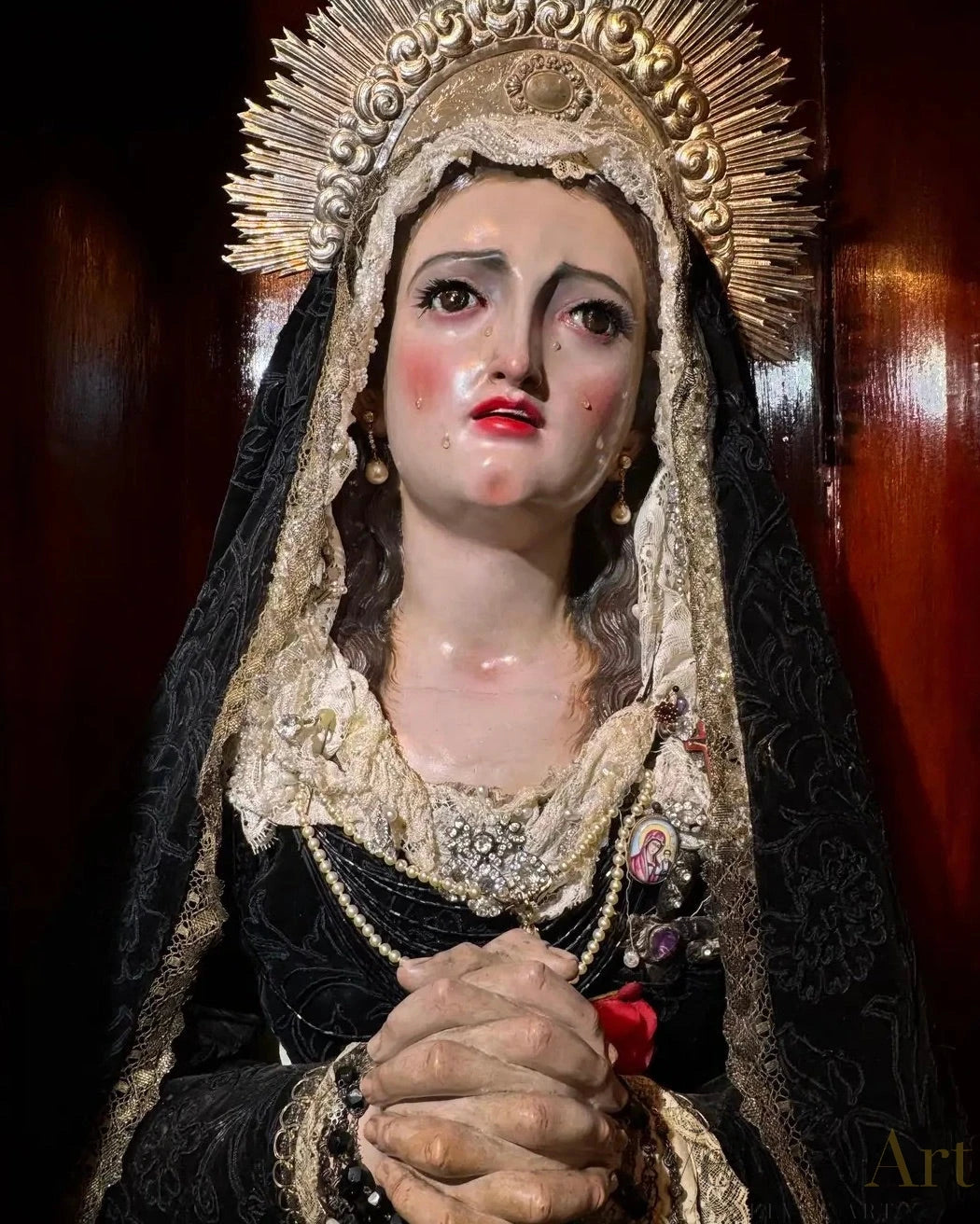 Nuestra Señora de los Dolores, Atribuida a Francisco Salzillo, Vitrina Original l Siglo XVIII – vista 2 de 7