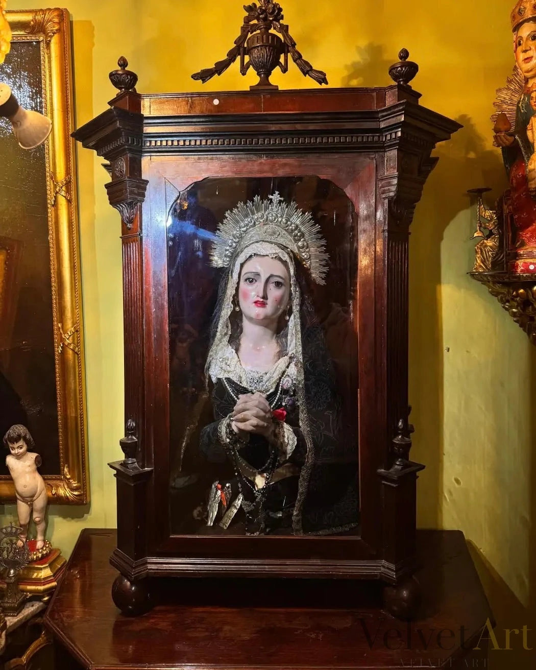 Nuestra Señora de los Dolores, Atribuida a Francisco Salzillo, Vitrina Original l Siglo XVIII – vista 7 de 7