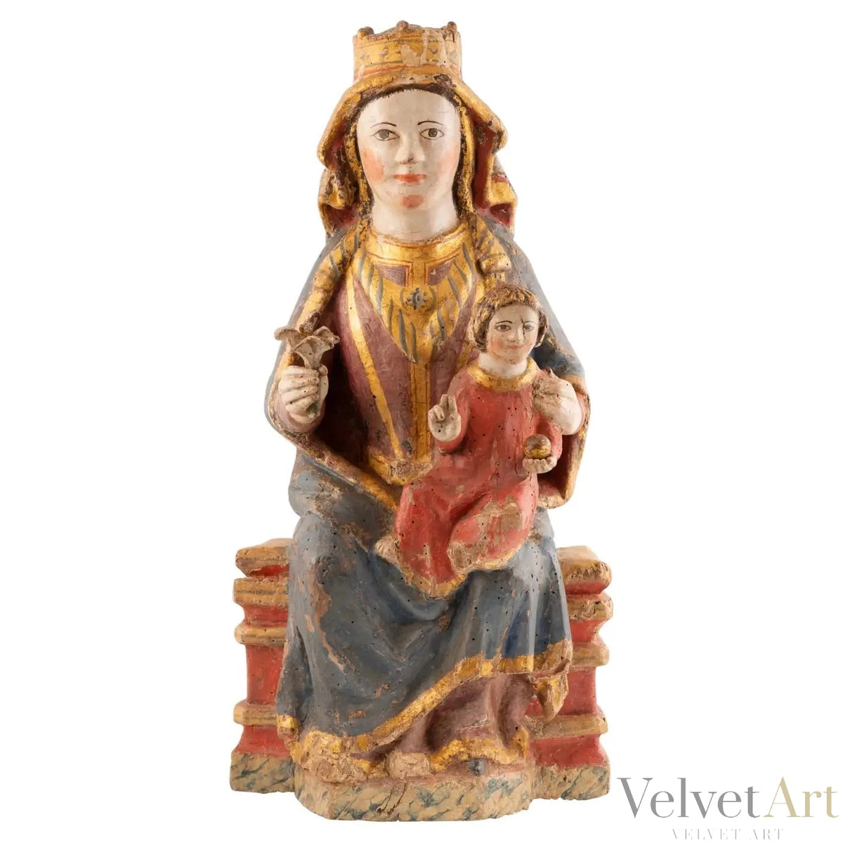 Virgen Entronizada con el Niño, Talla Gótica del Siglo XIV