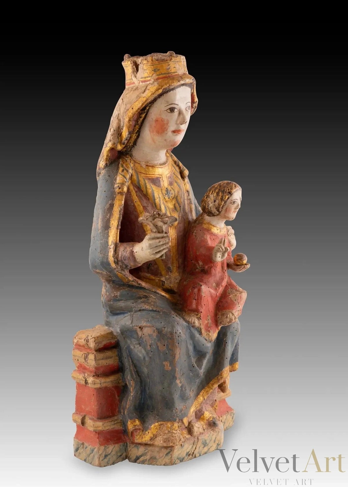 Virgen Entronizada con el Niño, Talla Gótica del Siglo XIV – vista 4 de 7