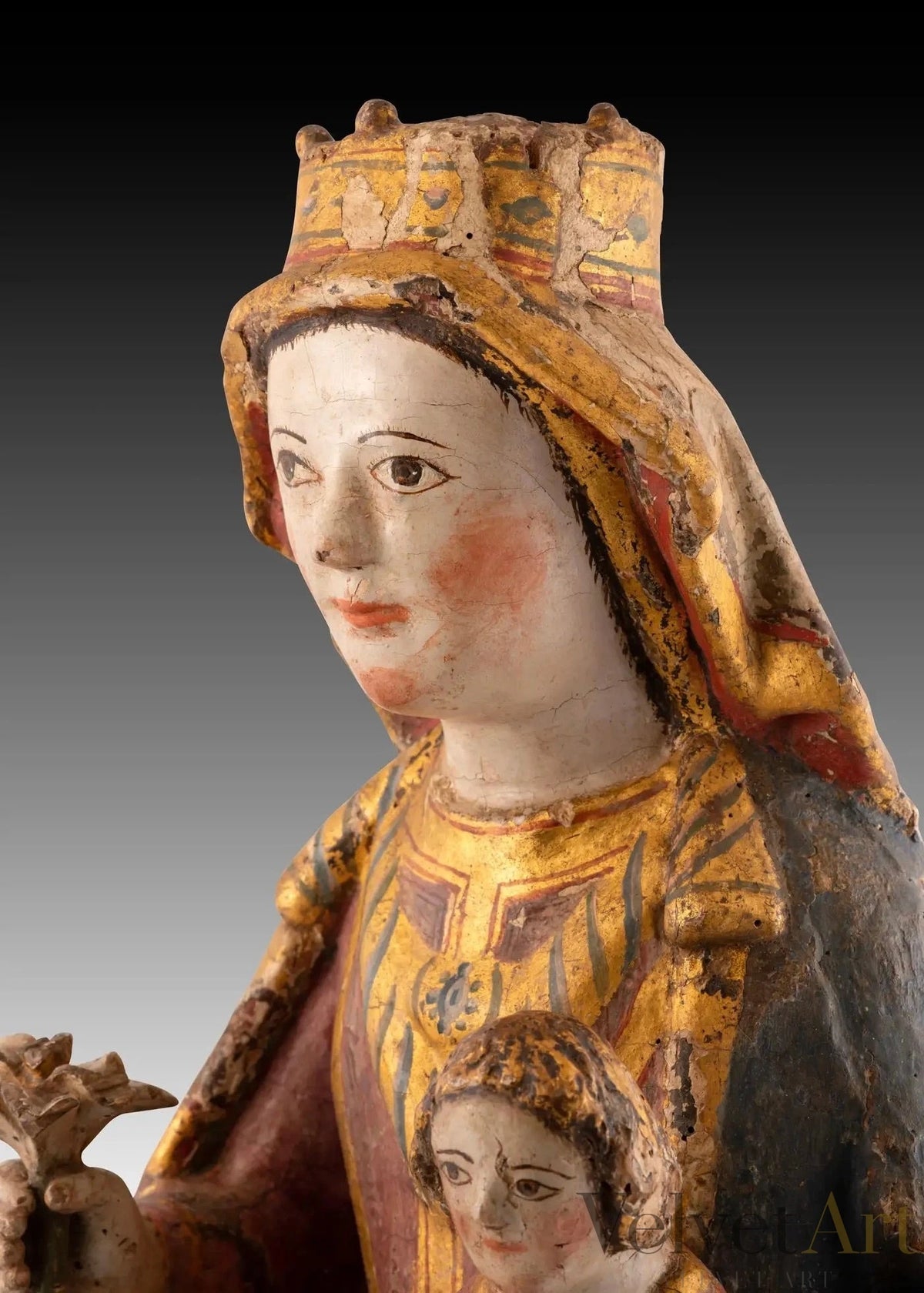Virgen Entronizada con el Niño, Talla Gótica del Siglo XIV – vista 7 de 7