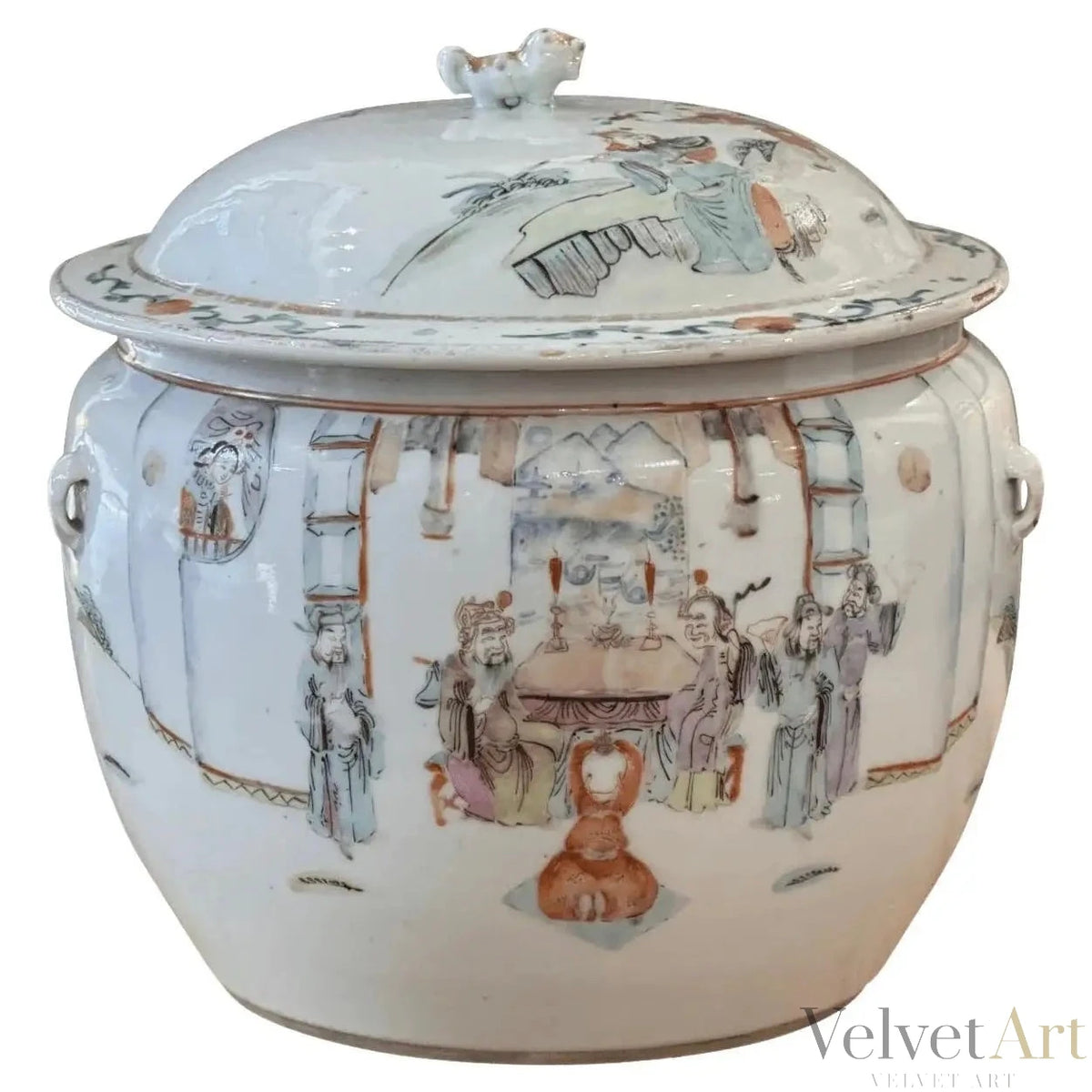 Jarra de Porcelana China con Tapa, Famille Rose, Siglo XVIII