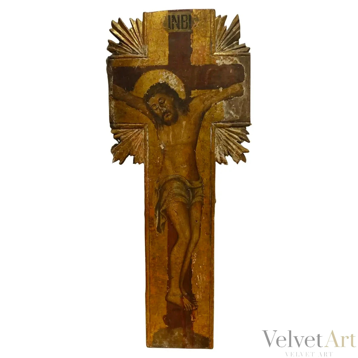 Crucifijo Oriental Griego Renacentista de Principios del Siglo XIX