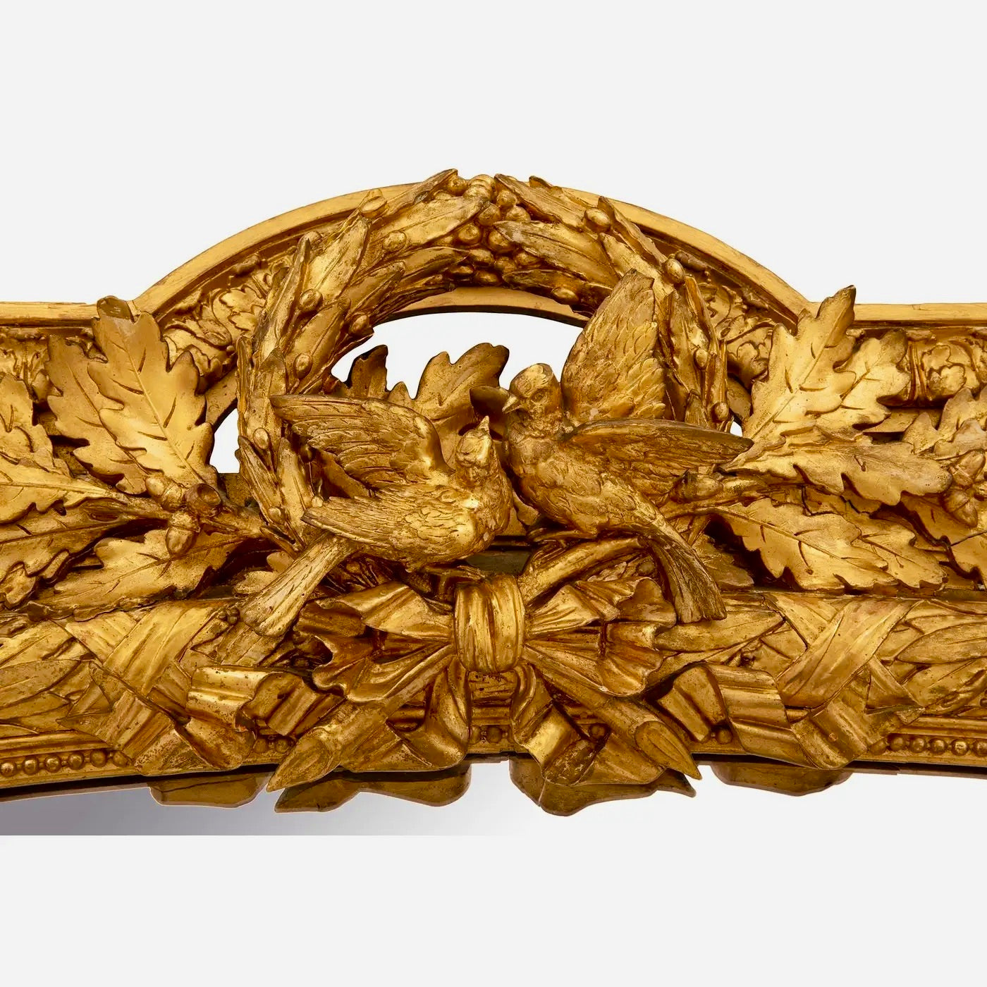 Espejo Francés Dorado del Siglo XIX Estilo Luis XVI | "Laurel y Tortolitos"