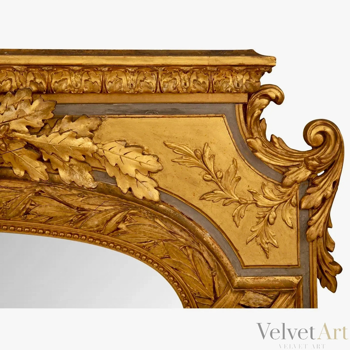 Espejo Francés Dorado del Siglo XIX Estilo Luis XVI, Laurel y Tortolitos – vista 6 de 6