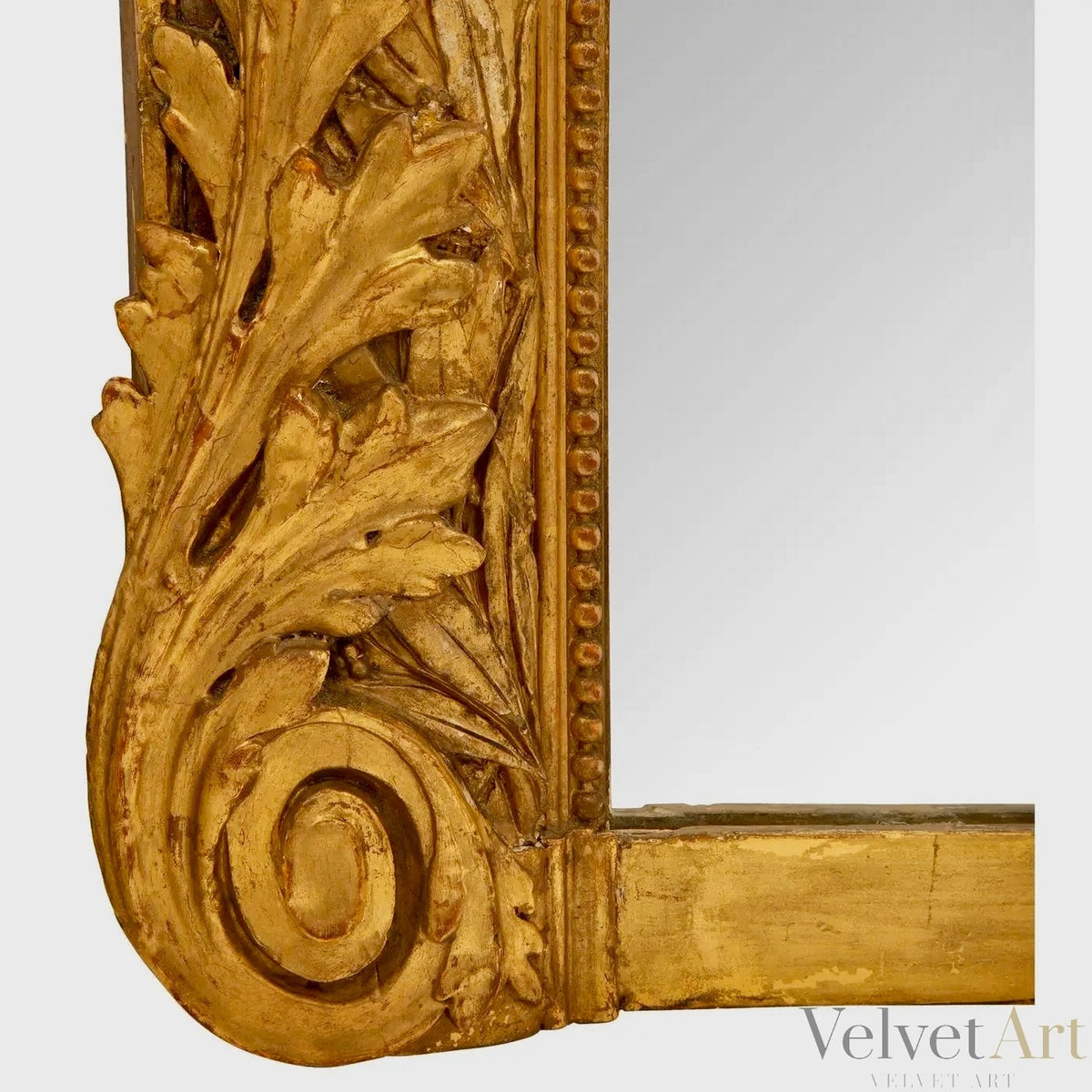 Espejo Francés Dorado del Siglo XIX Estilo Luis XVI, Laurel y Tortolitos – vista 3 de 6