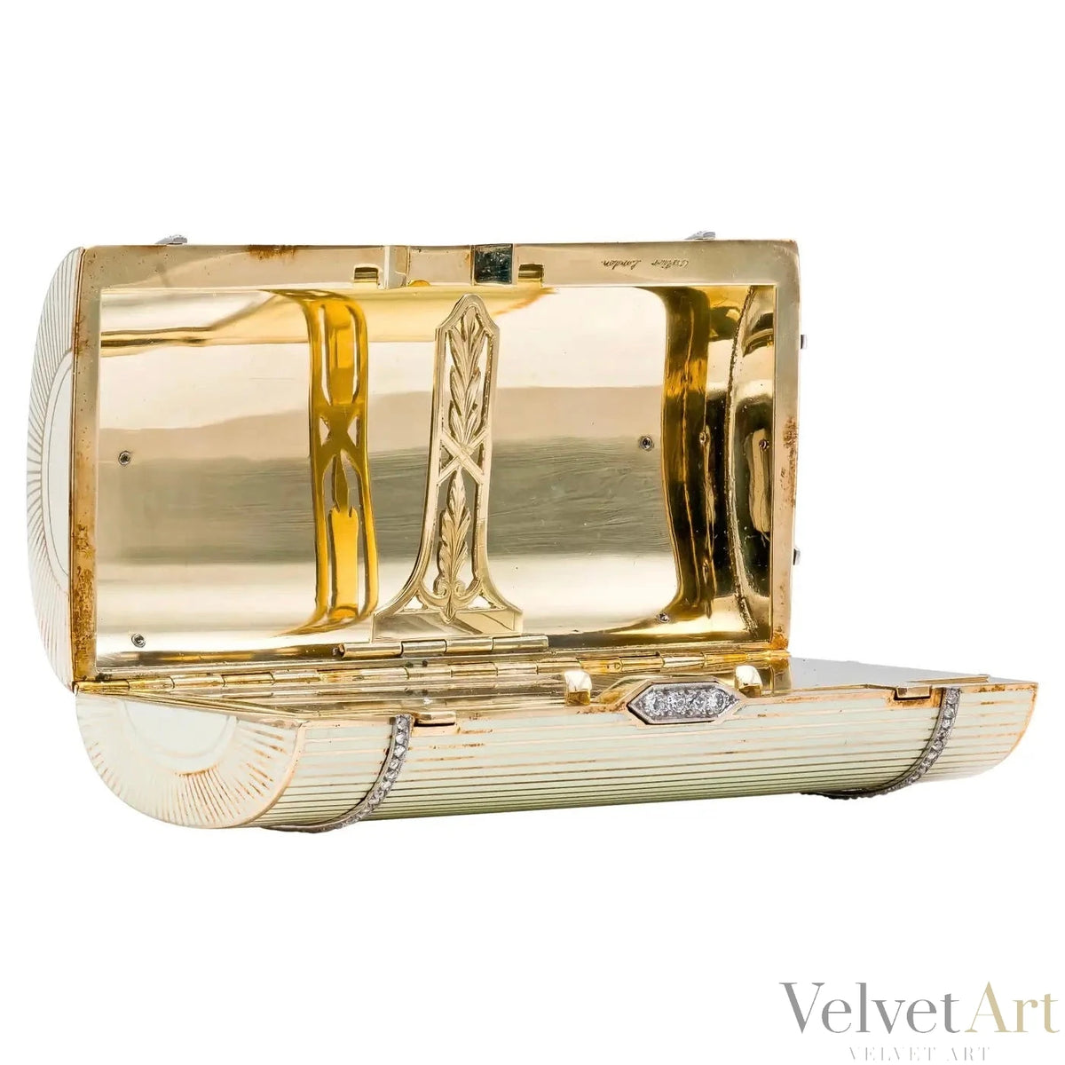 Cartier London 1930, Compacto Art Deco en Oro Amarillo y Diamantes
