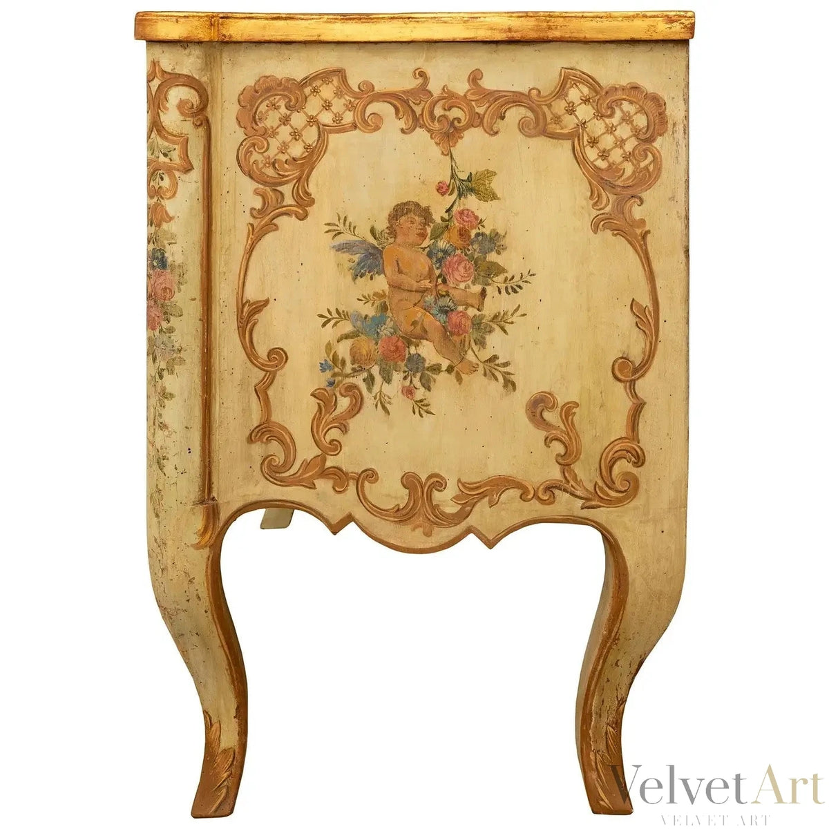 Arcón Italiano Luis XV del Siglo XVIII, Decoración de Querubines y Ormolu – vista 5 de 9