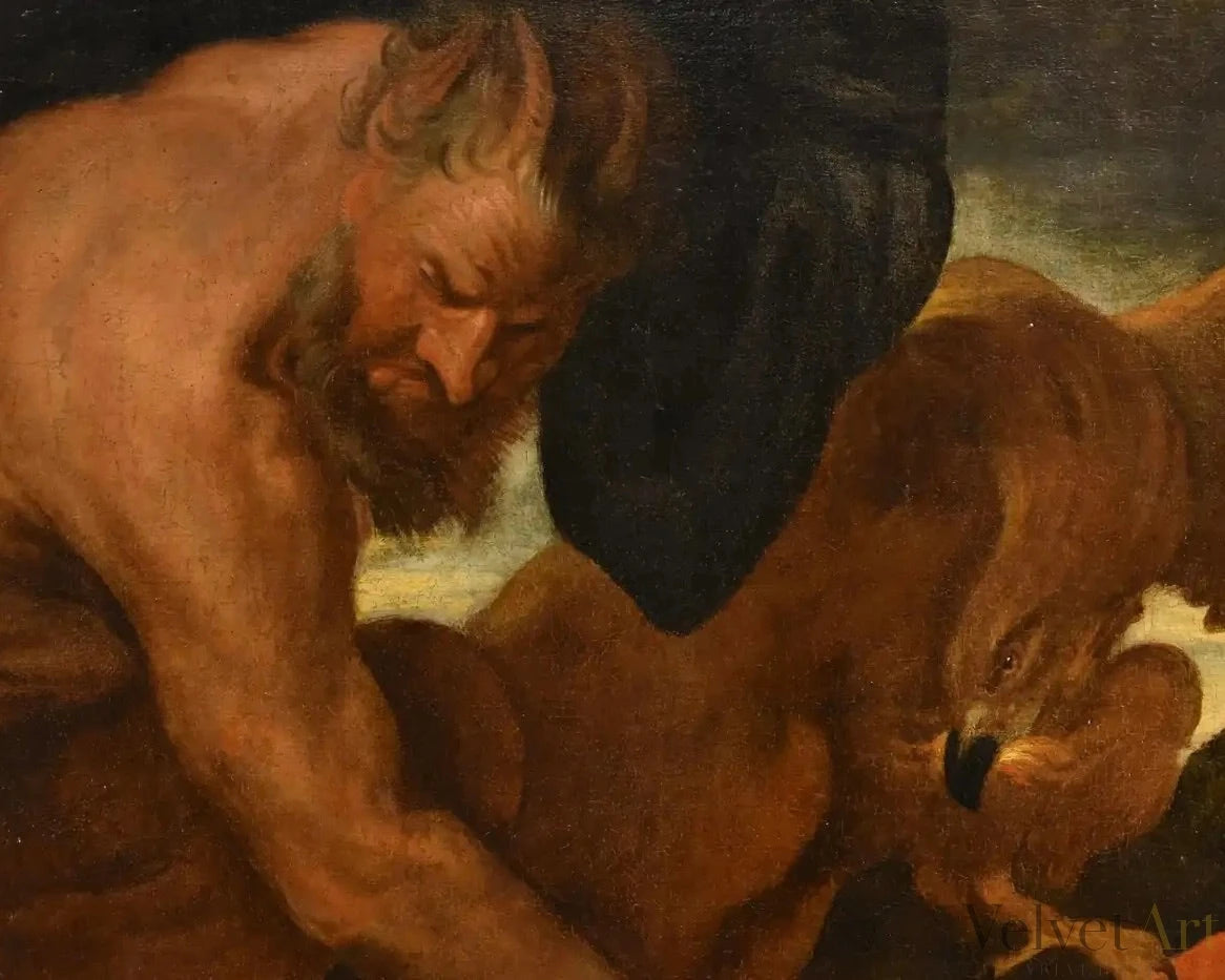 Círculo de Van Dyck: "Júpiter y Antíope" | Óleo Flamenco del Siglos XVII-XVIII