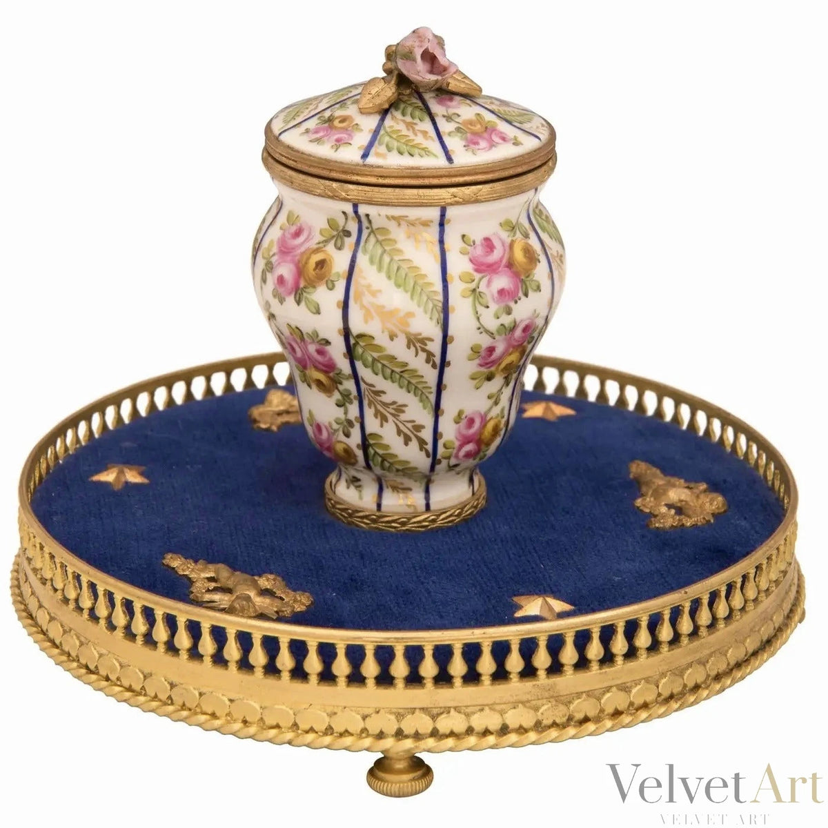 Tintero Francés de Porcelana de Sèvres y Ormolú, Siglo XIX, Estilo Luis XVI – vista 2 de 6