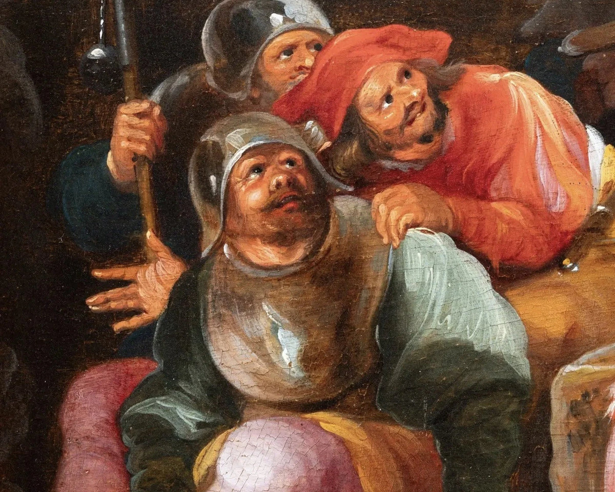 La Negación de San Pedro, Hieronymus Francken III, Escuela de Amberes del Siglo XVII – vista 9 de 10
