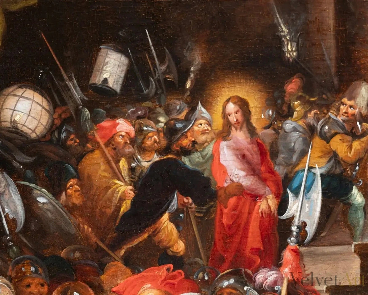La Negación de San Pedro, Hieronymus Francken III, Escuela de Amberes del Siglo XVII – vista 5 de 10