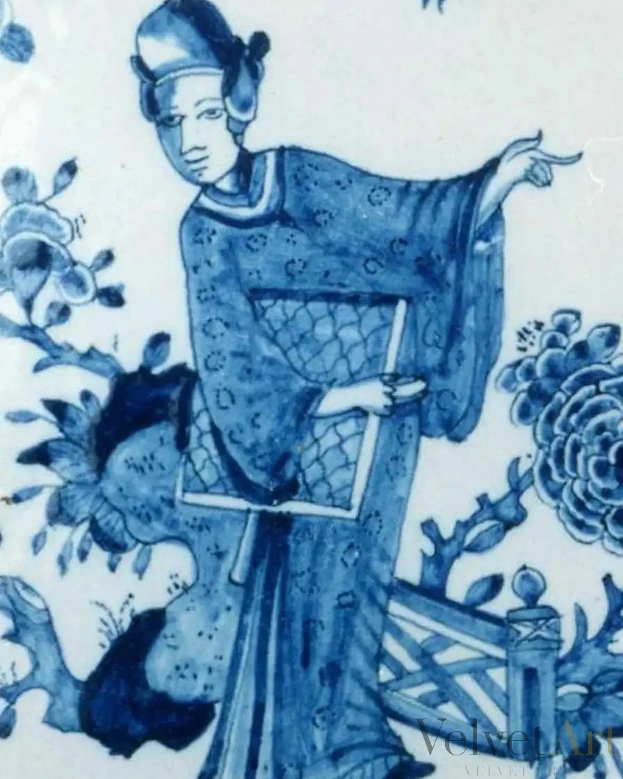 Cartela de Delft con Dama en Jardín Chinoiserie (1750–1775) – vista 5 de 5