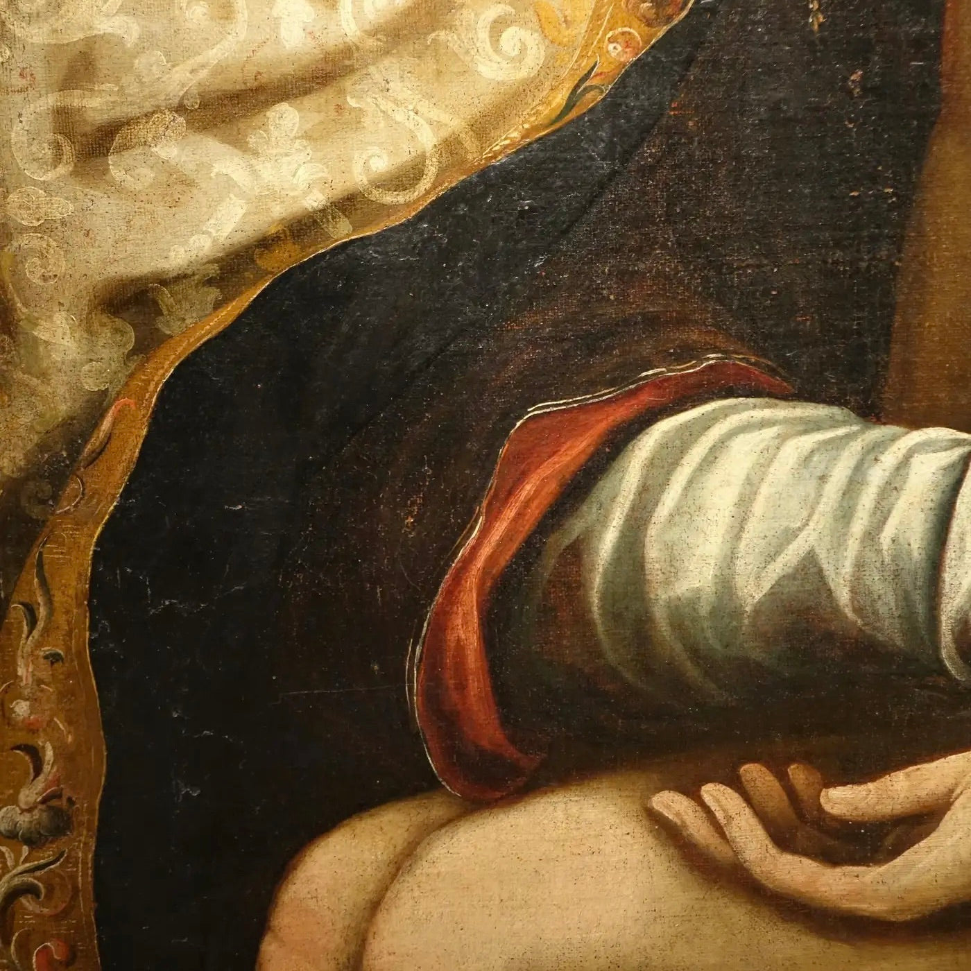 Óleo Barroco Español del Siglo XVII: La Santísima Trinidad como Trono de Gracia