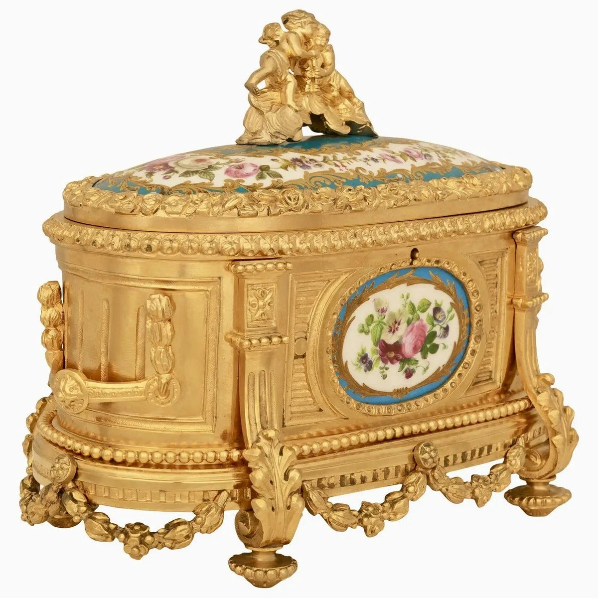 Caja joyero francesa de porcelana de Sèvres y ormolú, estilo Luis XVI, siglo XIX – vista 3 de 9