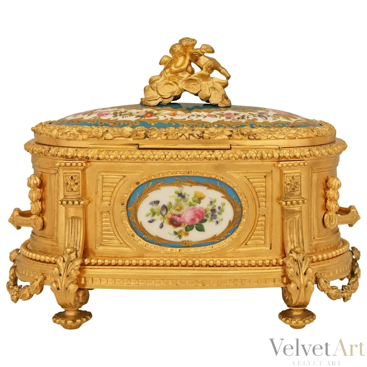 Caja joyero francesa de porcelana de Sèvres y ormolú, estilo Luis XVI, siglo XIX – vista 2 de 9