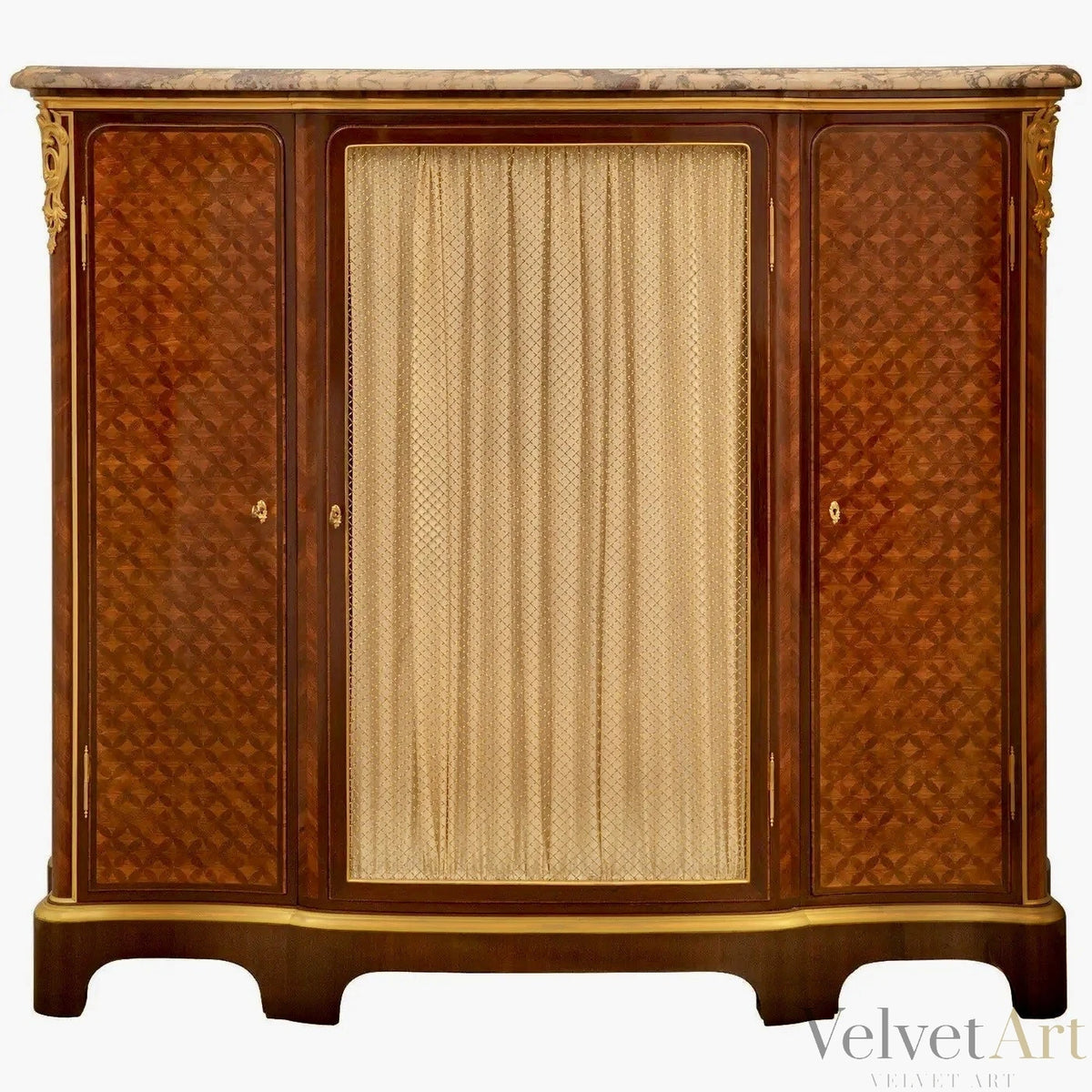 Vitrina Francesa en Tulipwood, Ormolu y Mármol Brèche Violette, Siglo XIX, Estilo Luis XV – vista 2 de 10