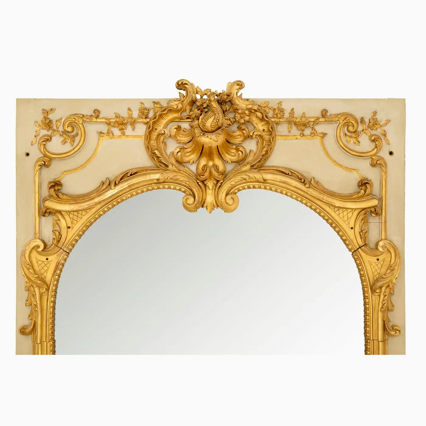 Espejo Francés Luis XV del Siglo XIX en Madera Dorada Original