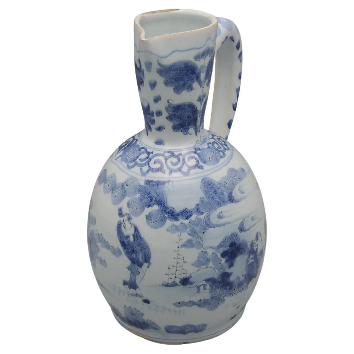 Jarro Vertedor Holandés de Delftware del Siglo XVII | Decoración Chinoiserie Estilo Wanli
