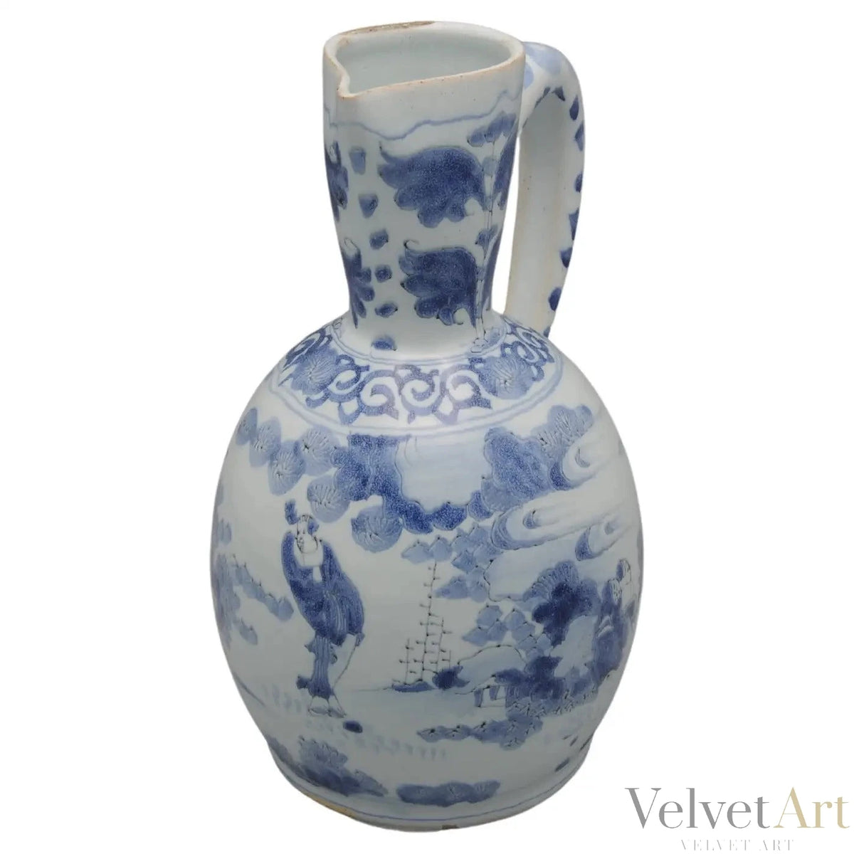 Jarro Vertedor Holandés de Delftware del Siglo XVII, Decoración Chinoiserie Estilo Wanli – vista 2 de 10