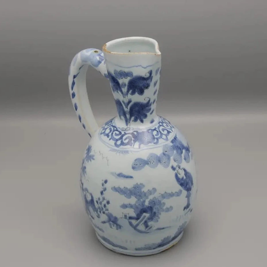 Jarro Vertedor Holandés de Delftware del Siglo XVII, Decoración Chinoiserie Estilo Wanli – vista 3 de 10