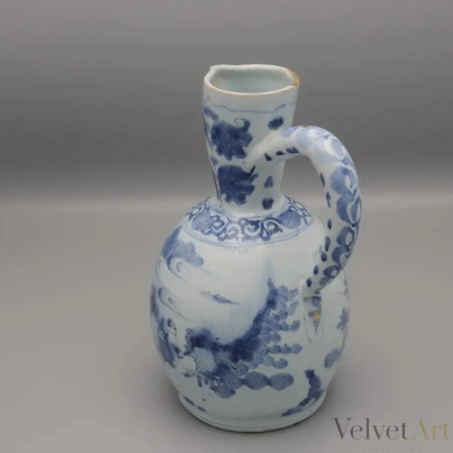 Jarro Vertedor Holandés de Delftware del Siglo XVII, Decoración Chinoiserie Estilo Wanli – vista 4 de 10