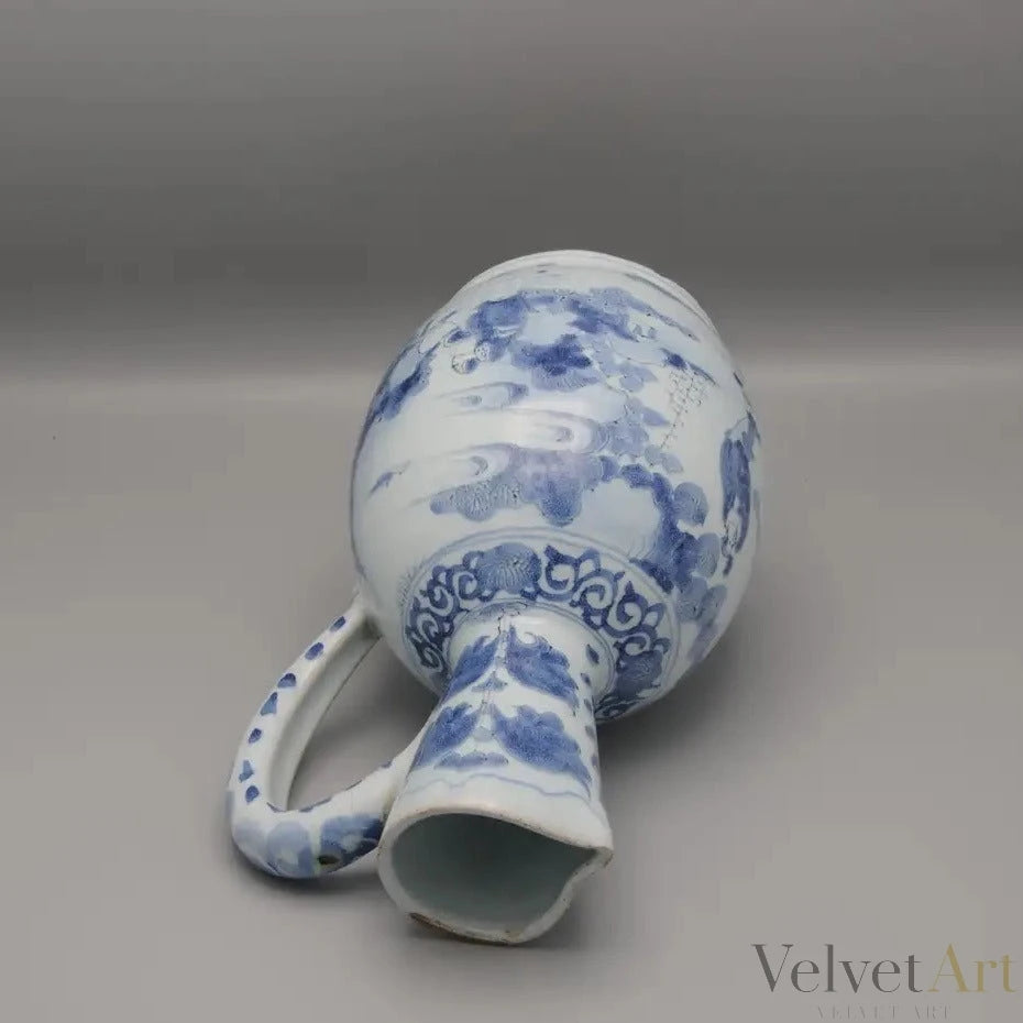 Jarro Vertedor Holandés de Delftware del Siglo XVII, Decoración Chinoiserie Estilo Wanli – vista 5 de 10