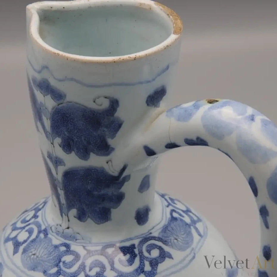 Jarro Vertedor Holandés de Delftware del Siglo XVII, Decoración Chinoiserie Estilo Wanli – vista 9 de 10