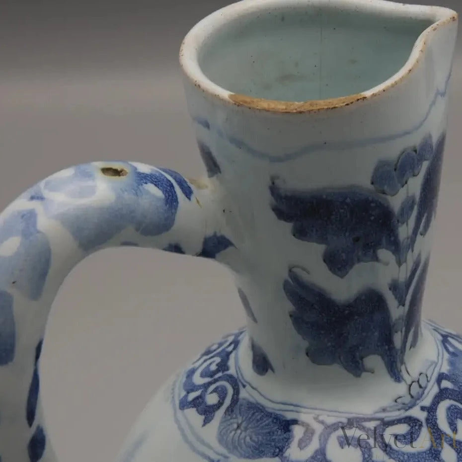Jarro Vertedor Holandés de Delftware del Siglo XVII, Decoración Chinoiserie Estilo Wanli – vista 10 de 10