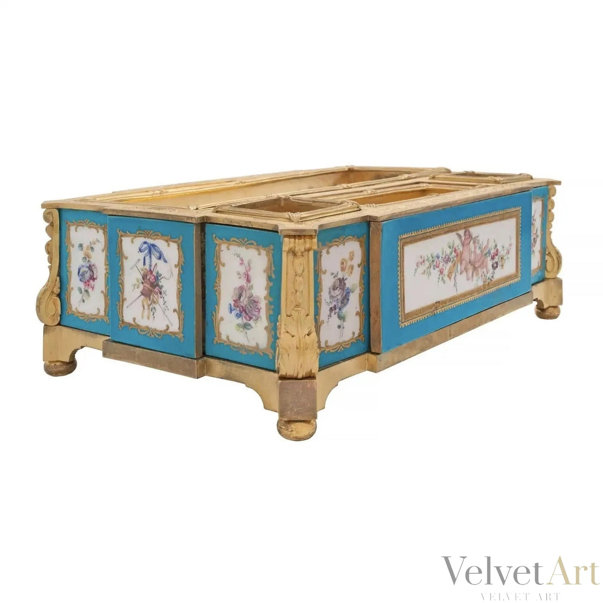Tintero Francés Luis XVI del Siglo XIX en Porcelana de Sèvres y Ormolu Original – vista 3 de 7