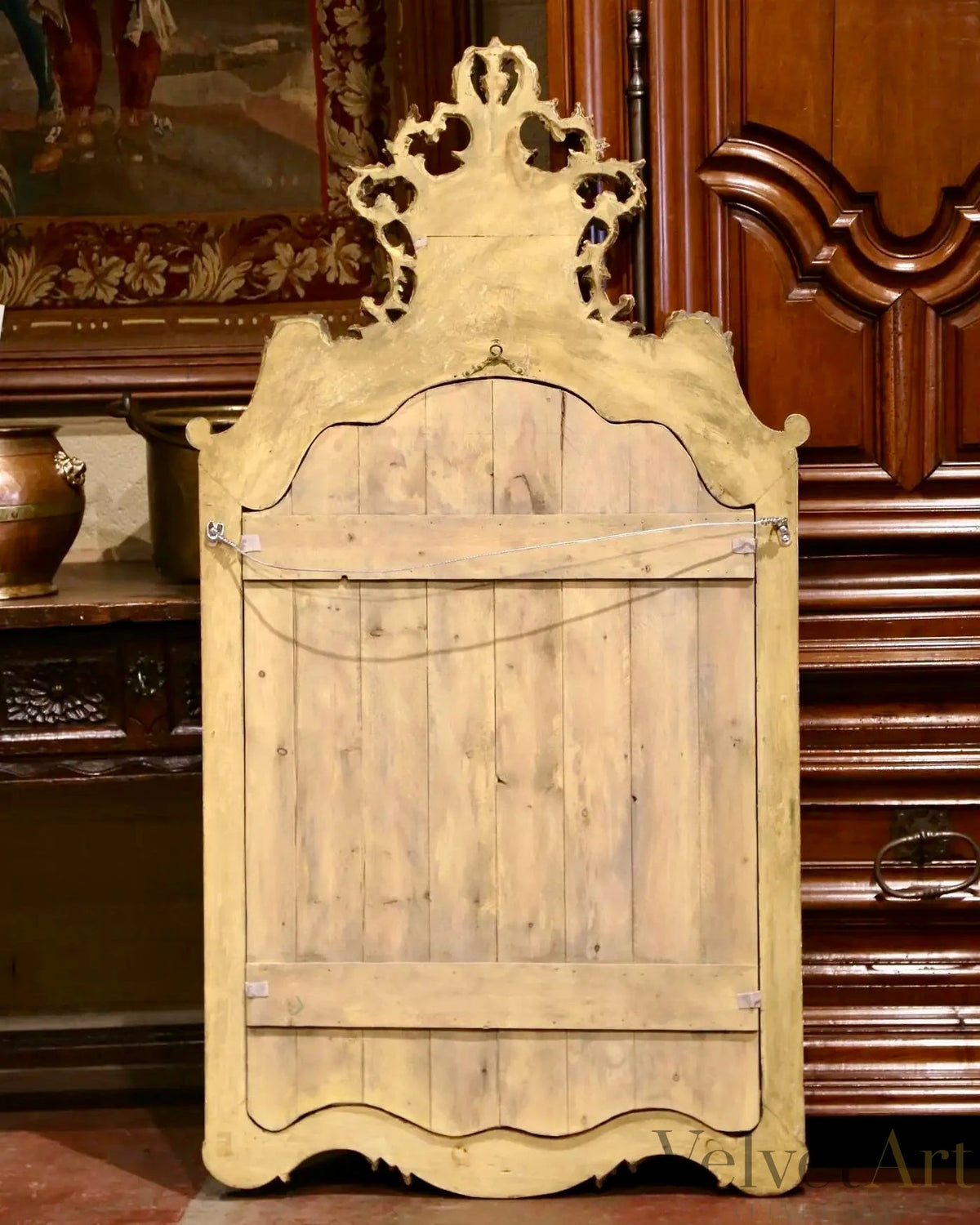 Espejo Italiano Rococó Pintado a Mano con Escenas Pastorales del Siglo XIX